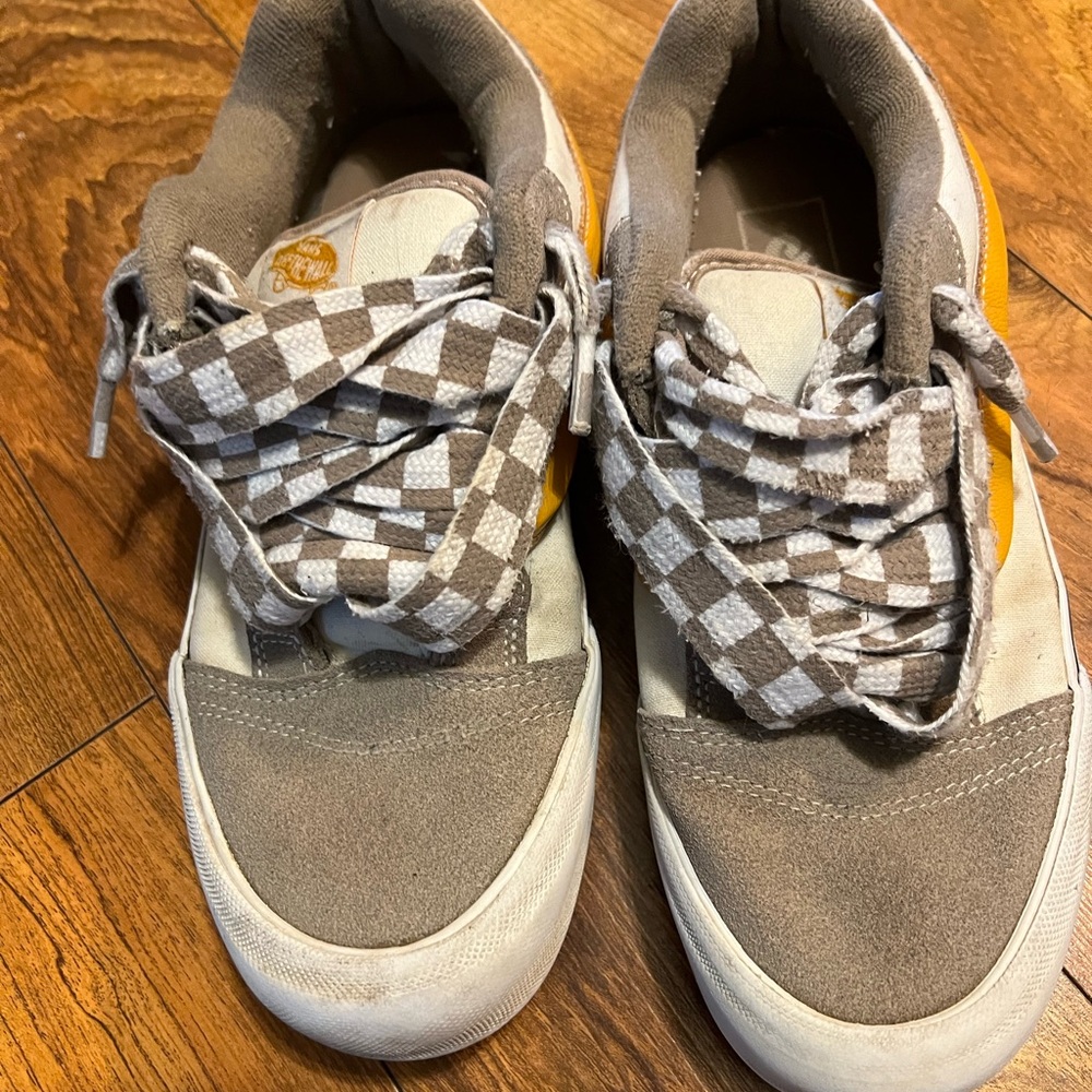 Vans Brown and White Checkered Sneakers (men 8/women 9.5)